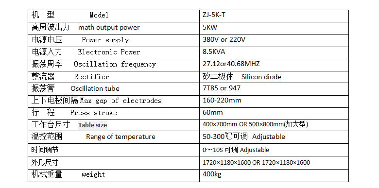 高周波熱壓機參數(shù) 高周波熱壓機參數(shù)